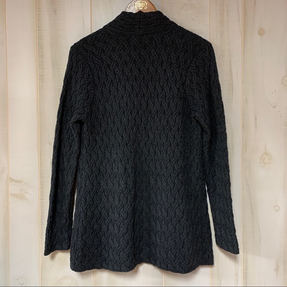 NEW Jeanne Pierre Charcoal Cotton Cable Sweater M - Picture 2 of 7